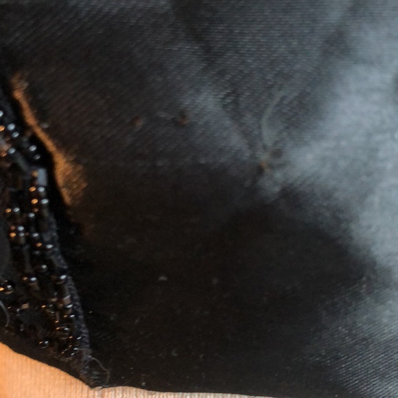 Halter top sz Med/ black silky material with sequins and faux diamonds/ties - Picture 5 of 15